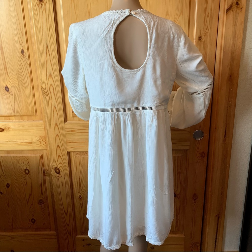 Patrons of Peace White Dress M Lace Crochet Boho Festival Cutouts - Picture 8 of 13